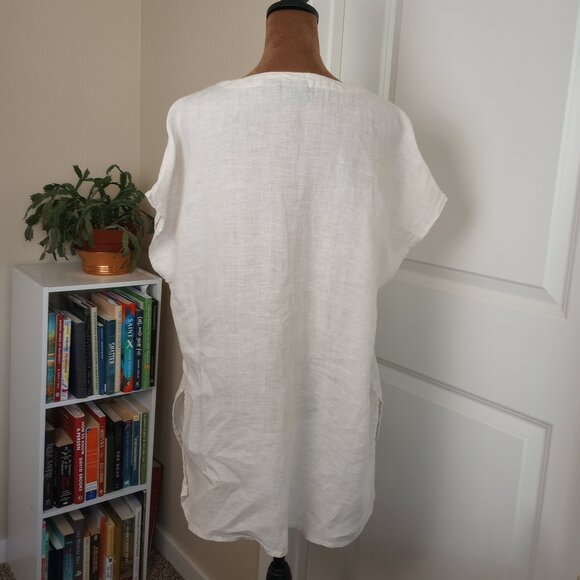 Luxury Earthy Natural Linen Piratecore Lagenlook Tunic Top Jones New York - Picture 5 of 5